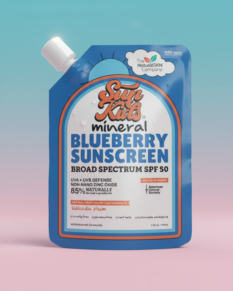 SunKids Blueberry Sunscreen SPF 50 pouch