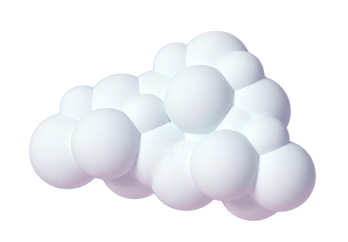 Abstract white spheres on blue and pink background