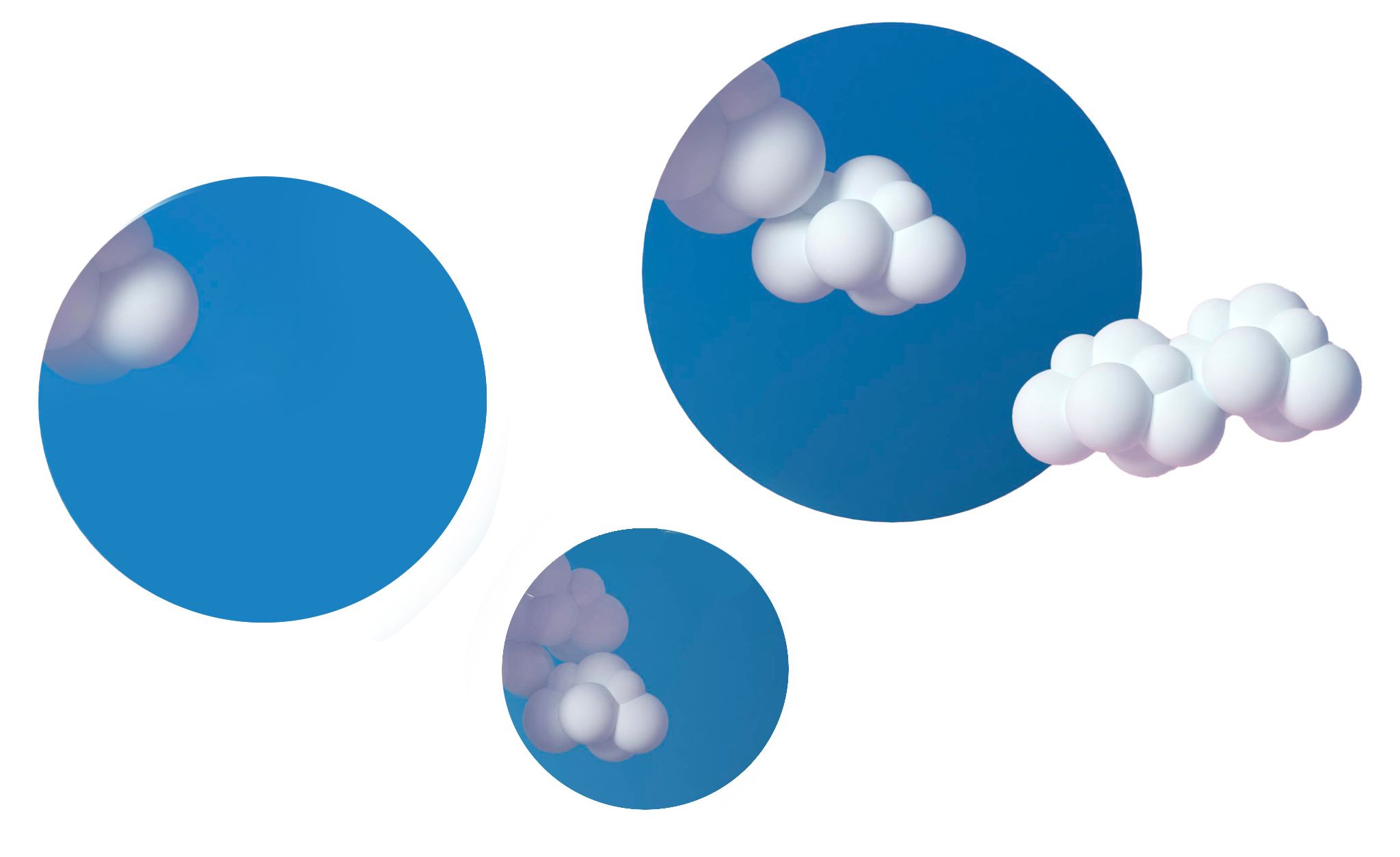 Abstract spheres on blue background
