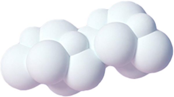 White spherical cloud-like cluster of spheres.